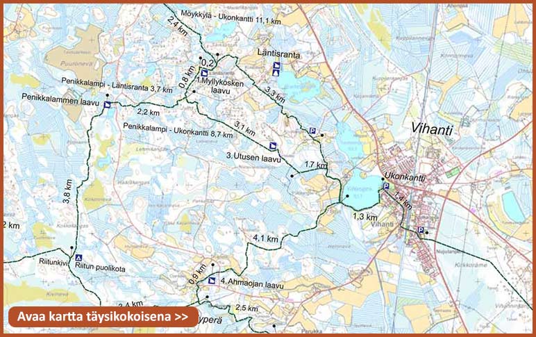 Vihannin kinttupolut UUSI KARTTA 2018